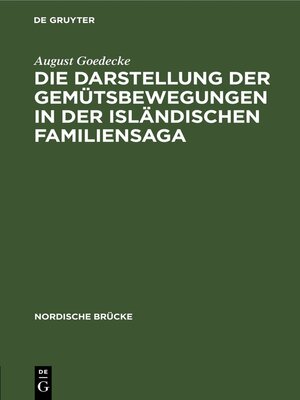 cover image of Die Darstellung der Gemütsbewegungen in der isländischen Familiensaga